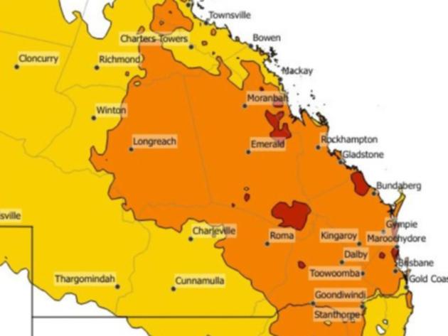 Severe to extreme heatwave conditions will impact large parts of Queensland from Wednesday.