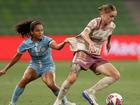 Brisbane Roar attacker Sharn Freier (r) has signed for German powerhouse Wolfsburg. (Rob Prezioso/AAP PHOTOS)