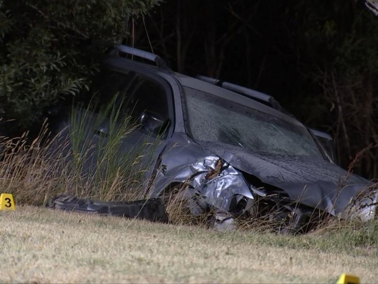 A woman has been left in critical condition, and a driver remains on the run, after a crash in Victoria.