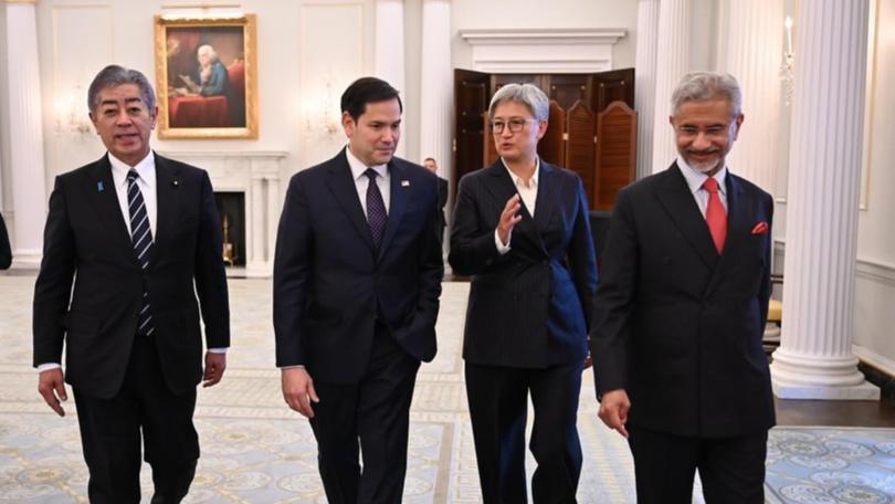 Foreign Minister Penny Wong shared this image, saying the “meeting of Quad Foreign Ministers, so early in the Trump administration’s term, demonstrates our shared determination to work together”.