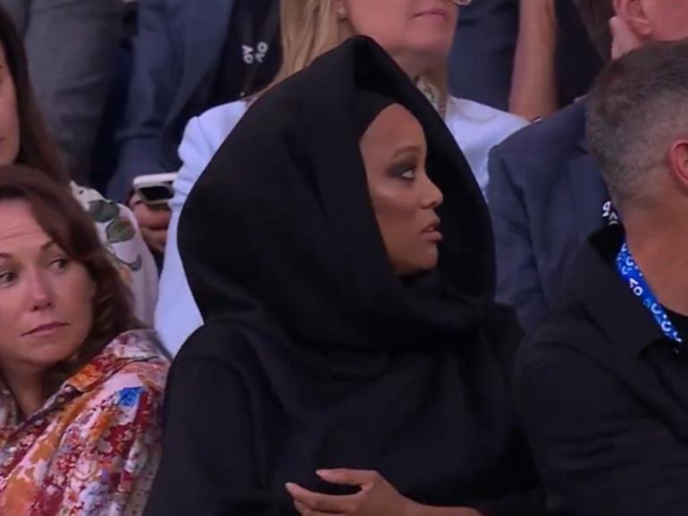 Tyra Banks was spotted in the crowd at Rod Laver Arena.