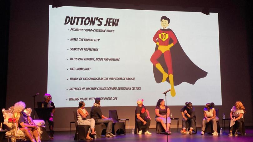 The "Dutton's Jew" slide at the conference.