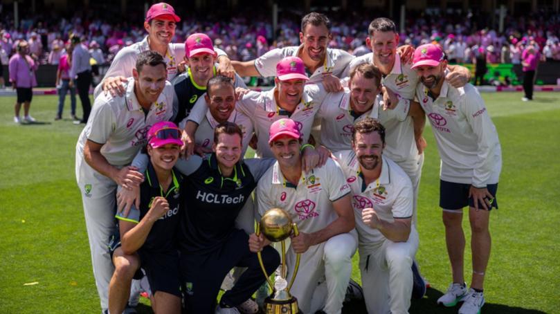 Australia celebrate the series win over India. 