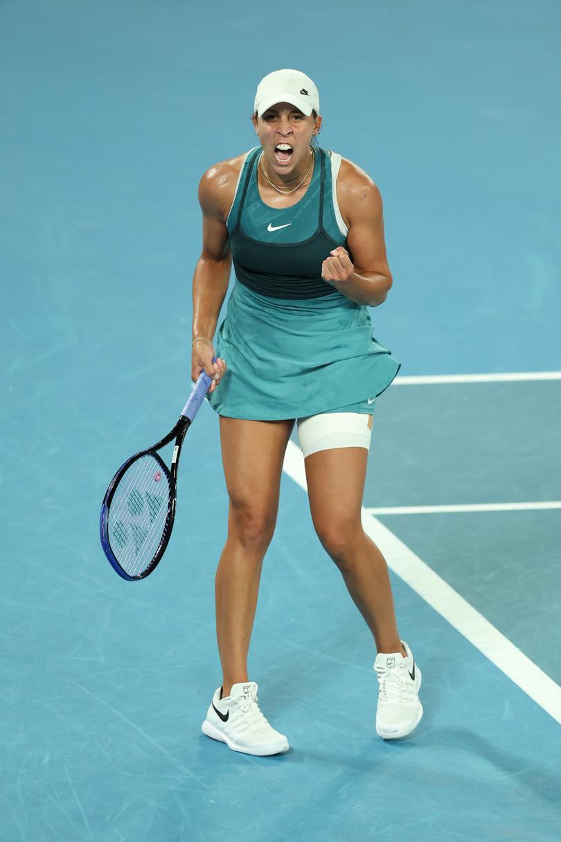 Madison Keys celebrates winning the Australian Open.