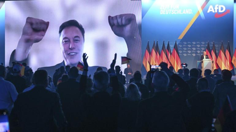 US businessman Elon Musk has made a cameo at a German far right political party's campaign event. (AP PHOTO)