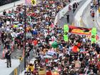 Tens of thousands have turned out at largely peaceful Invasion Day protests across the nation. (Jono Searle/AAP PHOTOS)