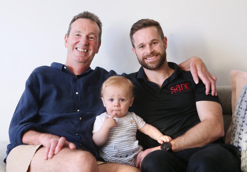 Neale Daniher with son Luke and grandson Cooper in 2019.