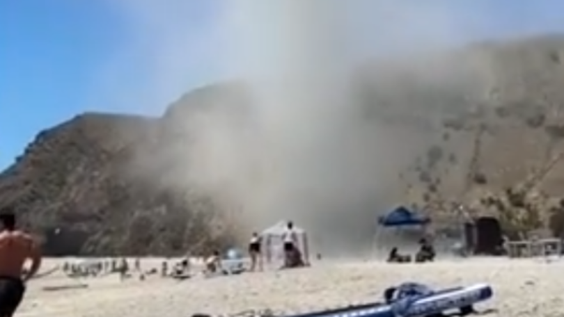 The beach was packed with families when the freak weather event occurred.