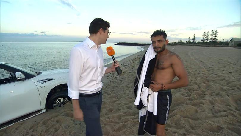 Reporter Andrew McCormack appeared on Sunrise on Monday, speaking to Mohammed after he got stuck on Elwood Beach.