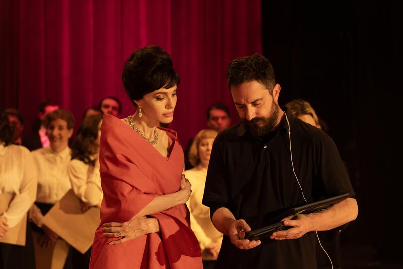 Pablo Larrain on set with Angelina Jolie.