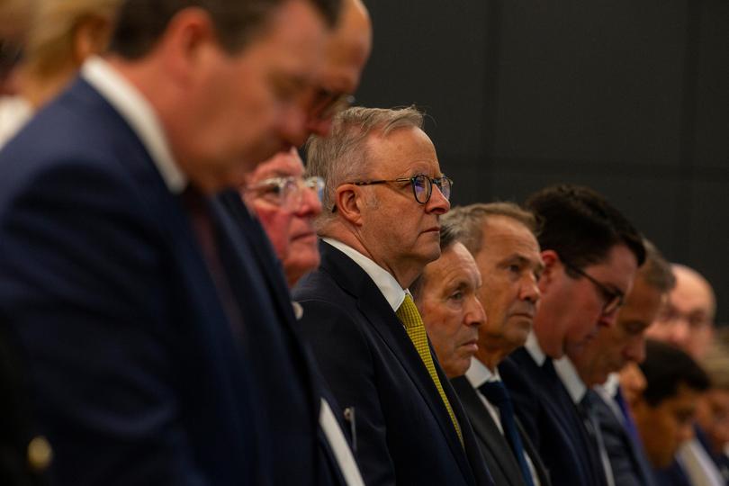 Pictures of Prime Minister Anthony Albanese and Opposition Leader Peter Dutton, attending a Holocaust Memorial in Yokine, Perth. 