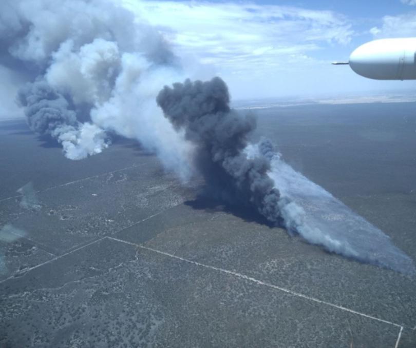 An aerial view of the fire at the Little Desert National Park.