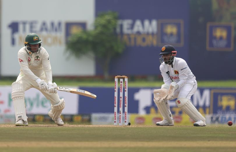 GALLE, SRI LANKA - JANUARY 29: Usman Khawaja of Australia bats during day one of the First Test match in the series between Sri Lanka and Australia at Galle International Stadium on January 29, 2025 in Galle, Sri Lanka.  (Photo by Robert Cianflone/Getty Images)