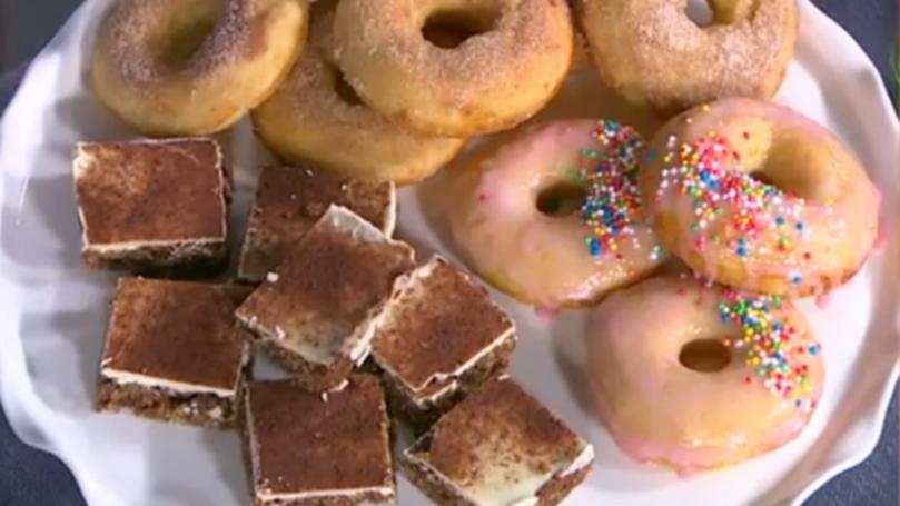 Sweet treats including this doughnut recipe.