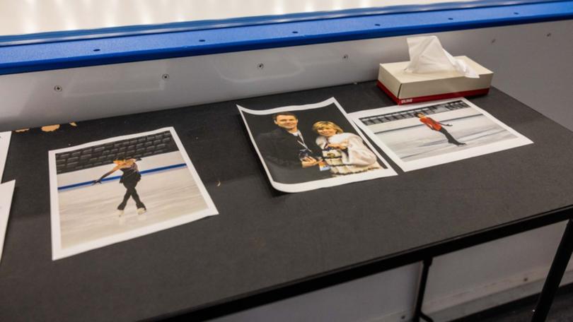 Six of the plane crash victims were members of the Boston Skating Club. Pictured are skater Jinna Han, coaches Vadim Naumov and Evgenia Shishkova and skater Spencer Lane.