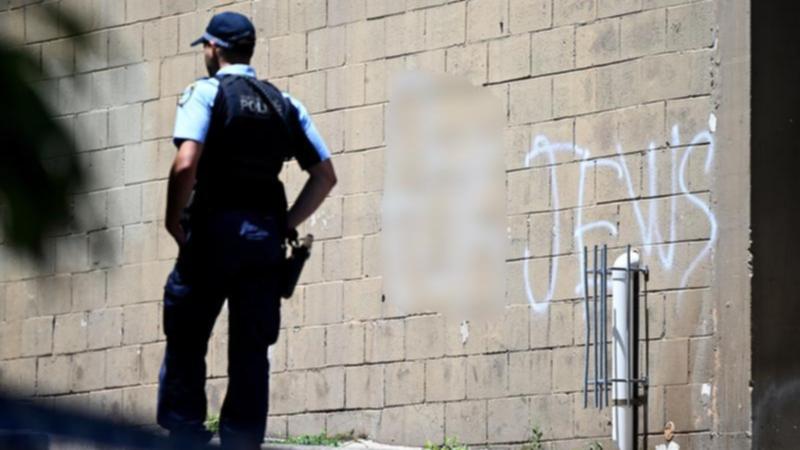 More anti-Semitic slurs were painted on walls, garages and cars in Sydney's eastern suburbs. (Bianca De Marchi/AAP PHOTOS)