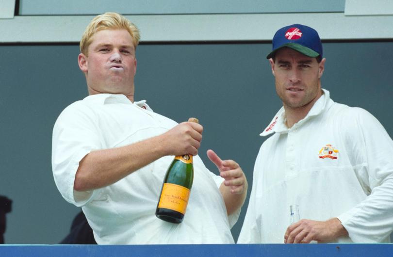 Shane Warne with Michael Bevan during the 1997 Ashes tour.