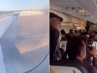 Passengers onboard the affected United Airlines flight to New York recorded smoke and flames coming from the wing of the aircraft.