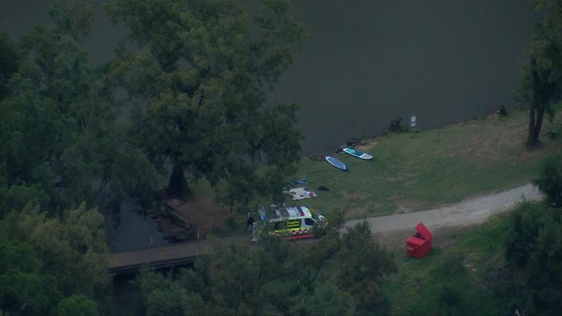 Emergency services at the scene of the tragedy on Saturday.