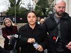 Sam Kerr arrives outside the Crown Court ahead of her trial for a racial harassment overnight.