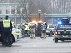 Emergency personnel gather after a shooting at Risbergska School in Orebro, Sweden.