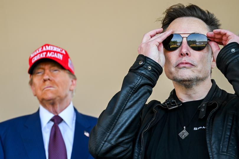 Donald Trump and Elon Musk watch the launch of the sixth test flight of the SpaceX Starship rocket on November 19, 2024 in Texas. 