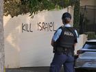 Anti-Semitic graffiti was sprayed on buildings and footpaths and cars were torched on December 11. (Mick Tsikas/AAP PHOTOS)