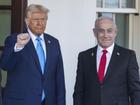 Donald Trump greeted Israeli Prime Minister Benjamin Netanyahu as he arrived for bilateral talks. (EPA PHOTO)