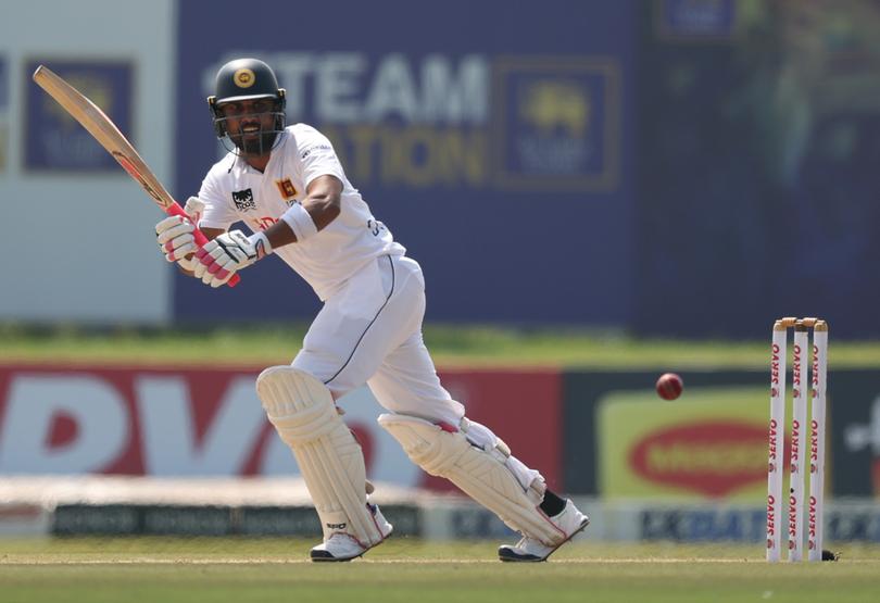 GALLE, SRI LANKA - FEBRUARY 06: Dinesh Chandimal of Sri Lanka bats during day one of the Second Test match in the series between Sri Lanka and Australia at Galle International Stadium on February 06, 2025 in Galle, Sri Lanka. (Photo by Robert Cianflone/Getty Images)