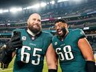 Lane Johnson and Jordan Mailata of the Philadelphia Eagles. The Eagles could be the LA Rams opponents in the 2026 MCG game.