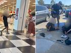 Three teenagers have been arrested after allegedly pointing imitation guns at people inside a shopping centre in Somerville, Victoria.