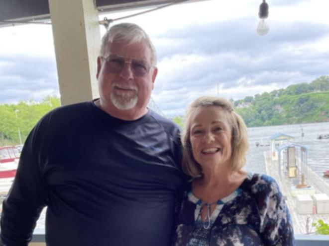 Bill and Beverly Bryan at a restaurant along the Tennessee River in 2022. (MUST CREDIT: Courtesy of Zarzaur Law)