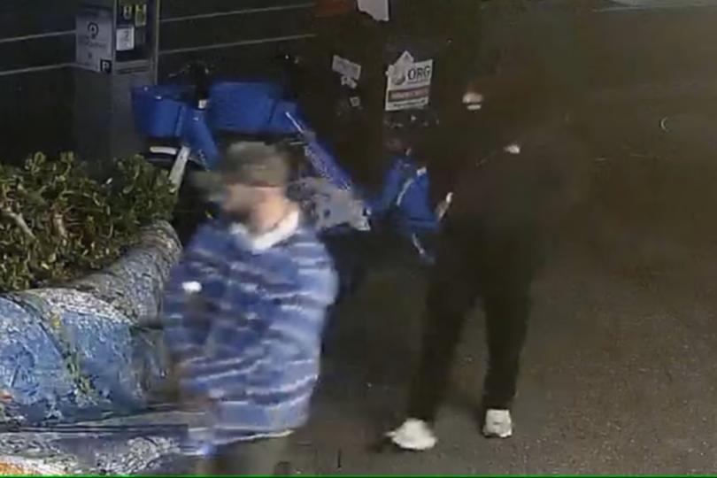 Guy Finnegan, who set fire to the Curly Lewis brewery in Bondi in October last year 2024. CCTV still of the men outside Curly Lewis brewery in Bondi.