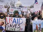 Employees and supporters have protested against US President Donald Trump's dismantling of USAID. (AP PHOTO)