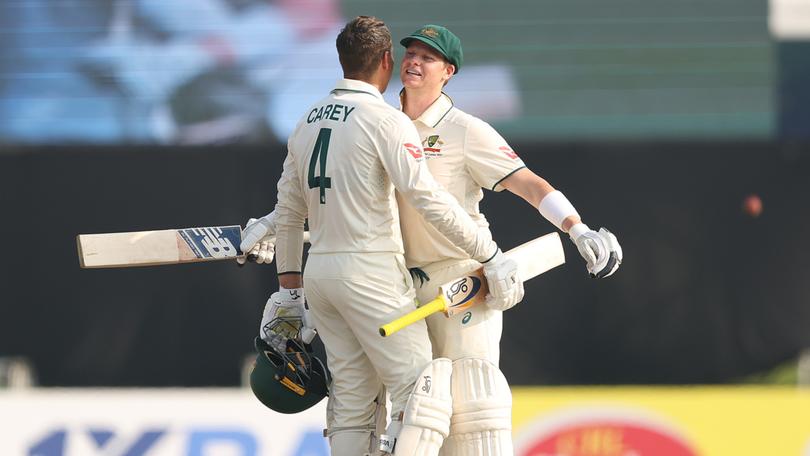 Alex Carey and Steve Smith both hit 100’s on day two. 