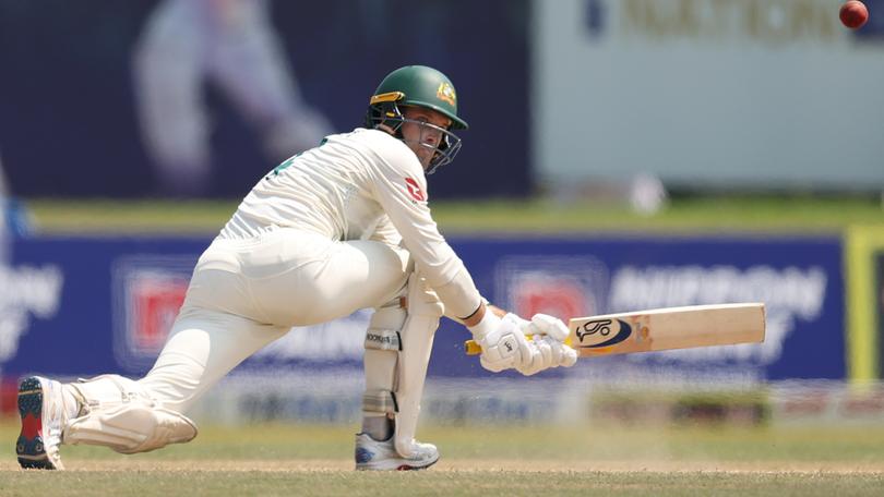 Alex Carey bats during day two of the Second Test match.