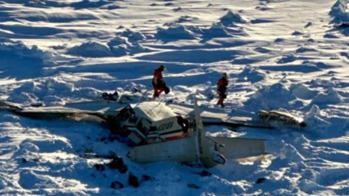 A small commuter plane that crashed in western Alaska on its way to the hub community of Nome has been located on sea ice with three dead bodies inside.