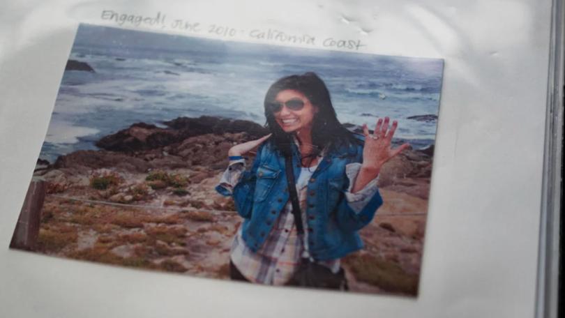 Ellen Greenberg flashes her engagement ring, in a photo displayed in her cousin Debbie Schwab’s album.