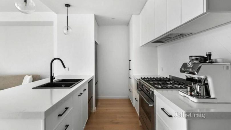 The kitchen at the South Yarra townhouse.