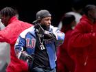 Kendrick Lamar performs onstage during the Super Bowl LIX Halftime Show.