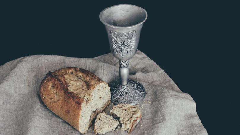 The bread and wine symbolise the body and blood of Christ. 