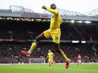 Jean-Philippe Mateta of Crystal Palace celebrates scoring his team's first goal.