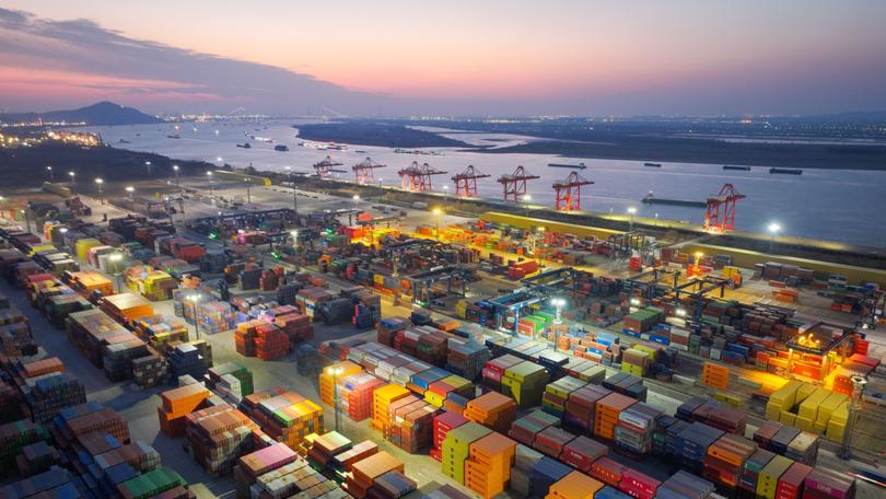 Nanjing Port in China, on the evening of Feb. 5, 2025. China is expected to absorb the tariff impact again.