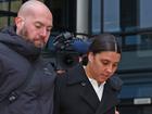 Sam Kerr leaves Kingston Crown Court after being found not guilty of causing racially aggravated harassment.