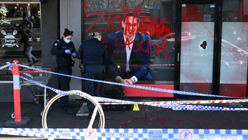 Victoria Police investigate fire and criminal damage at Federal Labor MP Josh Burns' electoral office in Melbourne back in June.