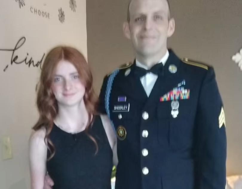 The teen lives with her single father Tim, who spent 19 years in the military.