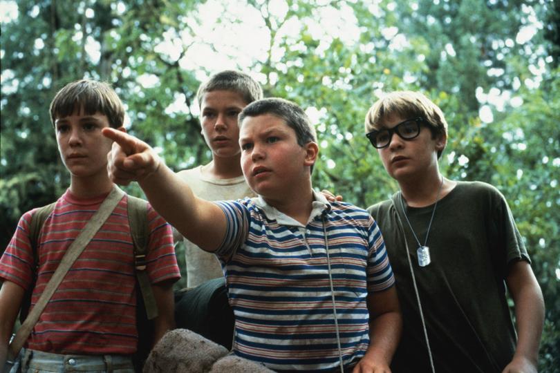 Wil Wheaton, River Phoenix, Jerry O’Connell and Corey Feldman in Stand By Me.