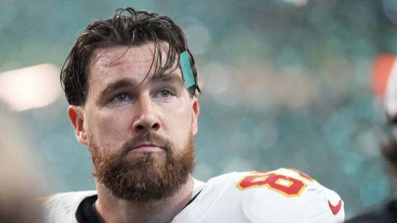 Kansas City Chiefs star Travis Kelce is pondering his future after their Super Bowl loss. (AP PHOTO)