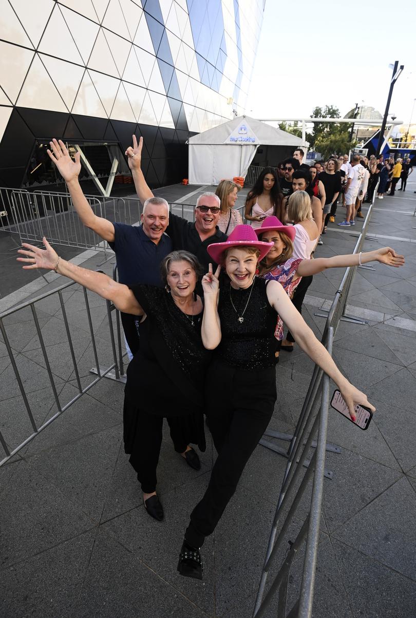 Fans arrive for Kylie Minogue performing at RAC Arena Perth.