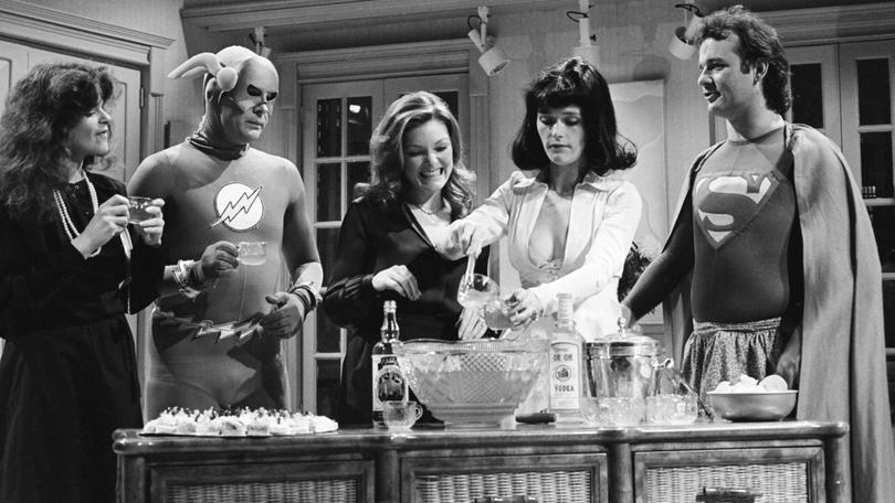 Gilda Radner, Dan Aykroyd, Jane Curtin, Margot Kidder and Bill Murray in 1979.